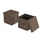 Hastings Home Foldable Storage Cube Ottoman with Pockets Multipurpose Organizer for Home (Pair, Linen Brown) 855599TYL - alternate 2